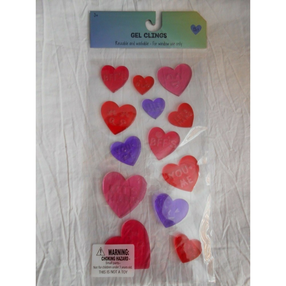 NEW Valentine's Day Conversation Hearts Window Gel Clings Decorations 13 pc LOVE